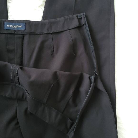 Piazza Sempione Black Straight Leg Dress Pants High Rise Italy 48 - Picture 8 of 11
